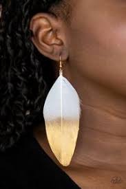 Paparazzi Fleek Feathers - White Earrings