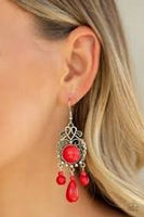 Paparazzi Stone Bliss-Red Earrings