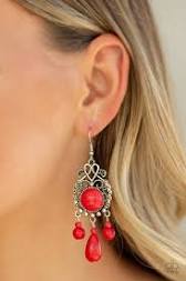 Paparazzi Stone Bliss-Red Earrings